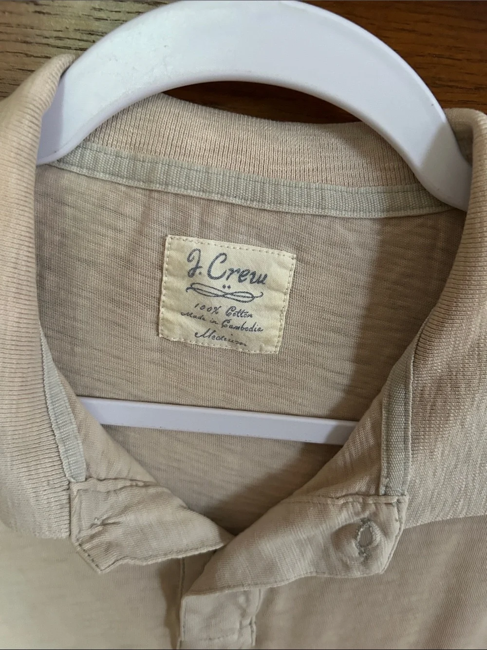 J. Crew Men's Polo Shirt in Light Beige